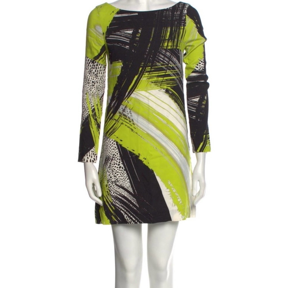 Milly Green and Black Long Sleeve Dress